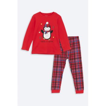 Pijama de bumbac cu imprimeu