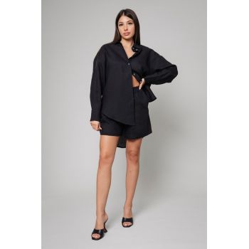 Set Amelie camasa oversized si pantalon scurt din In Black Negru