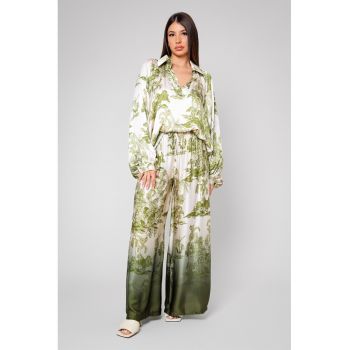 Set de camasa si pantaloni supradimensionati cu imprimeu grafic