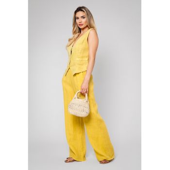Set de vesta si pantaloni din in