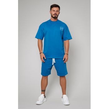 Set LeClub tricou oversized si pantalon scurt Peacock Blue 10546