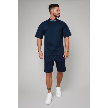 Set Tricou Barbati Turtle Neck si Pantalon scurt Navy Bleumarin