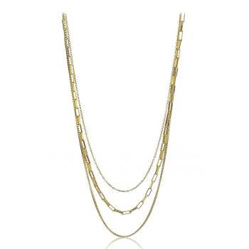 Colier cu sirag triplu placat cu aur de 18K
