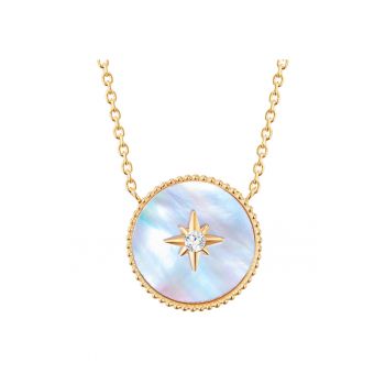 Colier placat cu aur de 18K si decorat cu cristal si Mother of Pearl