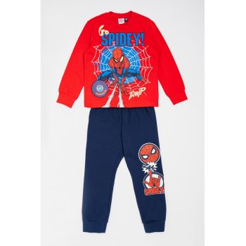 Pijama din bumbac cu imprimeu Spiderman
