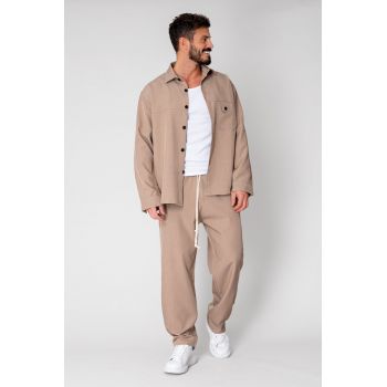Set camasa si pantalon lung Taupe 15079