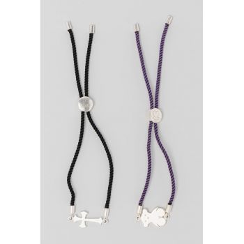 Set de bratari ajustabila cu talismane de argint veritabil - 2 piese