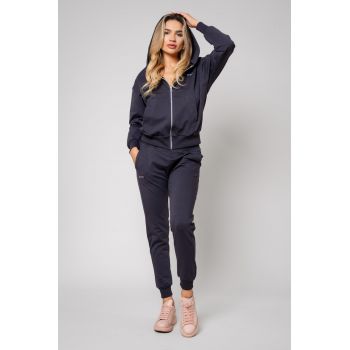 Set HyperA hanorac cu fermoar si pantalon Grey Anthracite Gri cenusa