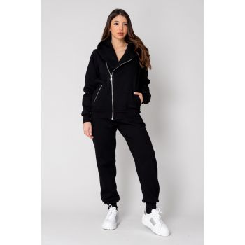 Set Maverik Jacheta cu fermoar si Pantalon lejer Black 15197
