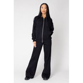 Set Mella hanorac cu fermoar si pantalon Black 15158