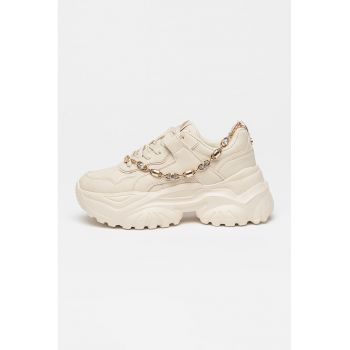 Pantofi sport demi-wedge cu aspect masiv