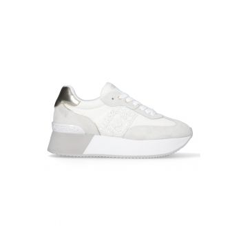 Pantofi sport din piele cu sireturi si platforma