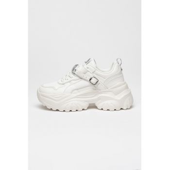 Pantofi sport din piele ecologica cu aplicatie logo si paiete