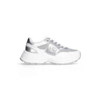 Pantofi sport din piele si material textil cu segmente metalice