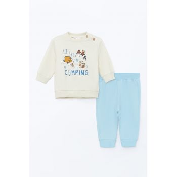 Pijama din bumbac cu imprimeu