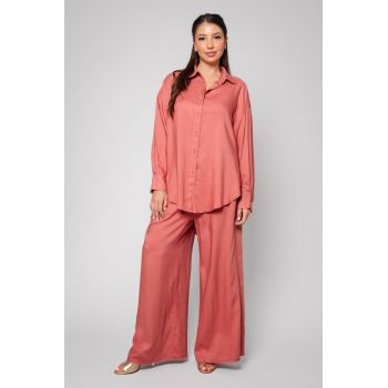 Set Gabrielle Camasa si Pantalon lung Powder Coral 14221
