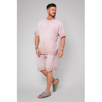 Set Tricou si pantalon scurt Oversized Rose Quartz 12153