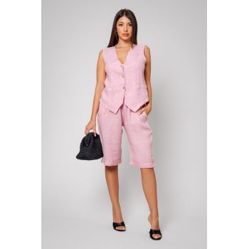 Set Vesta si Pantalon scurt din 100% IN Rose 13173