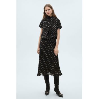 Bluza cu guler cu funda din panglici