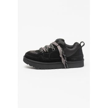 Pantofi sport de piele intoarsa cu insertii de plasa