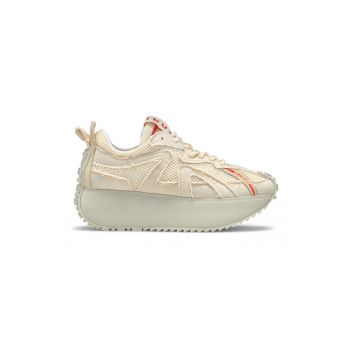 Pantofi sport flatform - din piele cu insertii de plasa