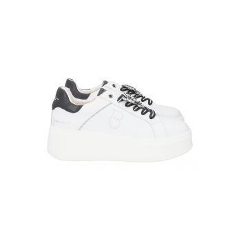 Pantofi sport flatform din piele cu logo