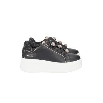 Pantofi sport flatform din piele cu paiete