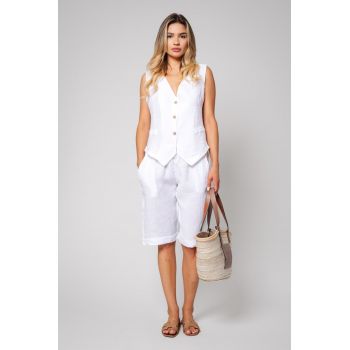 Set Vesta si Pantalon scurt din 100% IN White 13174