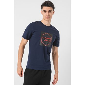 Tricou cu decolteu la baza gatului si imprimeu logo