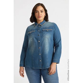 Camasa din denim cu aplicatii de lant