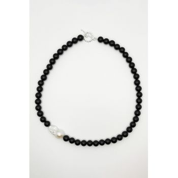 Colier de argint 925 decorat cu onix si perle