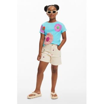 Pantaloni scurti de denim cu detalii brodate