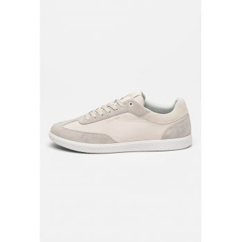 Pantofi sport de material textil cu garnituri de piele intoarsa
