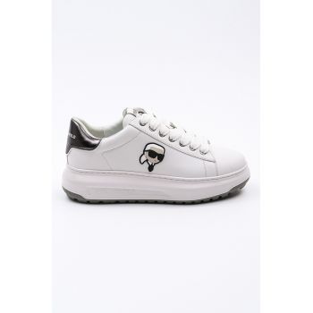 Pantofi sport din piele cu aplicatie logo