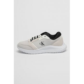 Pantofi sport wedge de piele cu logo
