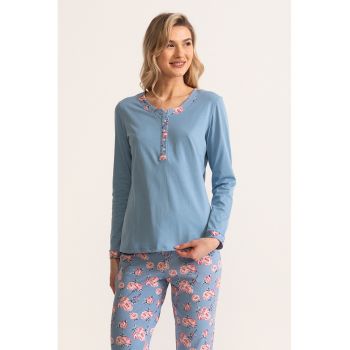 Pijama lunga cu imprimeu floral Carmina