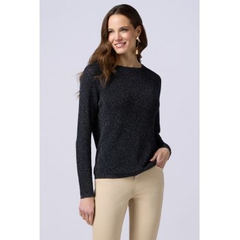 Pulover cu decolteu rotund si maneci raglan