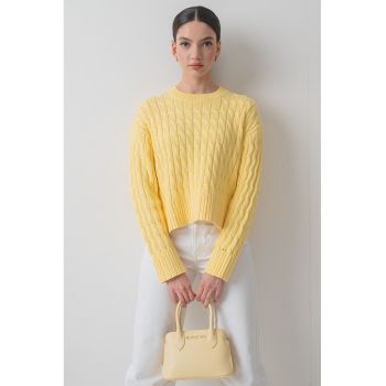 Pulover cu maneci cazute si model torsade