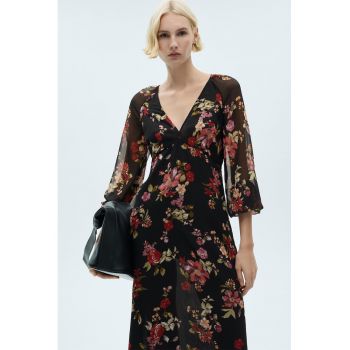 Rochie din sifon cu imprimeu floral