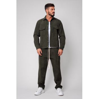 Set Camasa si Pantalon Lung din reiat Kaki 14641
