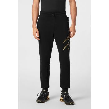 Pantaloni de bumbac cu logo discret - pentru fitness
