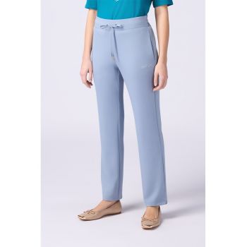 Pantaloni de trening cu croiala dreapta si snur