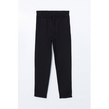 Pantaloni de trening din amestec de bumbac cu talie ajustabilaa