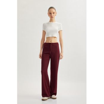 Pantaloni lungi cu model uni si croiala ampla