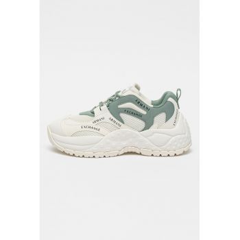 Pantofi sport de piele ecologica si material textil