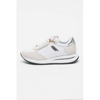 Pantofi sport din material textil cu garnituri din piele intoarsa