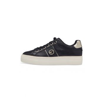 Pantofi sport flatform cu detalii de piele