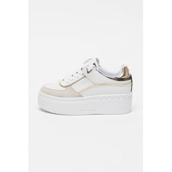 Pantofi sport flatform cu insertii de piele intoarsa