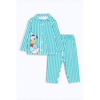 Pijama cu imprimeu Donald Duck si model in dungi