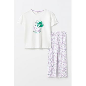 Pijama de bumbac cu imprimeu